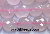 CCB1332 15 inches 8mm faceted coin rose quartz beads