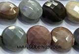 CCB1338 15 inches 8mm faceted coin American picture jasper beads