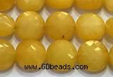 CCB1343 15 inches 8mm faceted coin jade beads