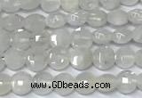 CCB1366 15 inches 4mm faceted coin white moonstone beads