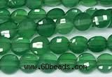 CCB1380 15 inches 4mm faceted coin green agate beads