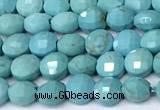 CCB1386 15 inches 4mm faceted coin turquoise beads