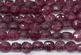 CCB1394 15 inches 4mm faceted coin ruby beads