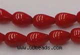 CCB140 15.5 inches 5*8mm teardrop red coral beads wholesale