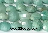 CCB1406 15 inches 6mm faceted coin amazonite beads