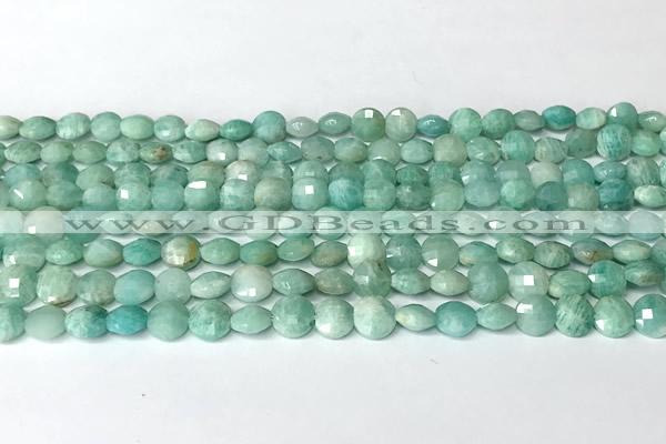 CCB1406 15 inches 6mm faceted coin amazonite beads