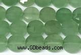 CCB1407 15 inches 6mm faceted coin green aventurine beads