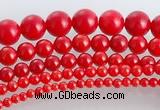 CCB15 5pcs 15.5 inches round shape red coral beads Wholesale