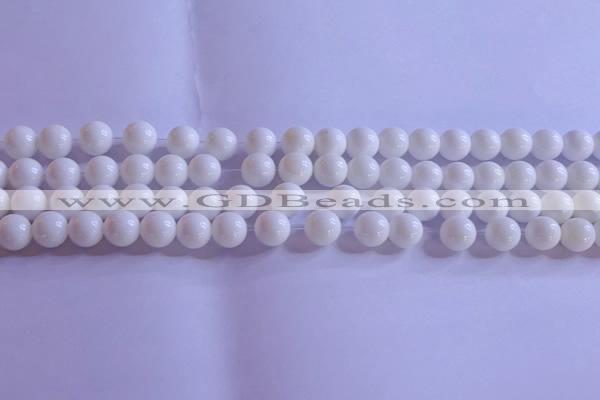 CCB402 15.5 inches 8mm round white tridacna beads wholesale