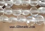 CCB530 15.5 inches 4mm faceted coin white crystal beads