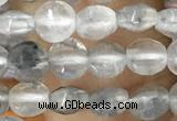 CCB533 15.5 inches 4mm faceted coin cloudy quartz beads