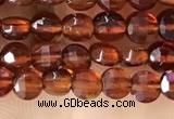 CCB536 15.5 inches 4mm faceted coin orange garnet beads wholesale