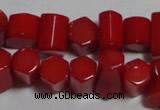 CCB54 15.5 inches 5*8mm faceted column red coral beads Wholesale