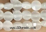 CCB542 15.5 inches 4mm faceted coin white moonstone beads