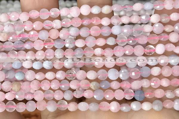 CCB544 15.5 inches 4mm faceted coin morganite gemstone beads