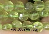 CCB547 15.5 inches 4mm faceted coin peridot gemstone beads