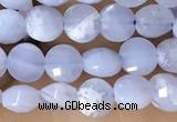 CCB551 15.5 inches 4mm faceted coin blue lace agate beads