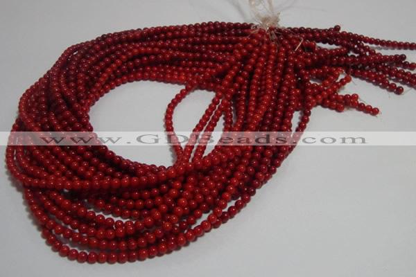 CCB60 15.5 inches 4mm round red coral beads Wholesale