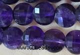 CCB601 15.5 inches 6mm faceted coin natural amethyst beads wholesale