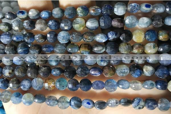 CCB613 15.5 inches 6mm faceted coin natural kyanite gemstone beads