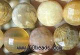 CCB621 15.5 inches 6mm faceted coin fossil coral beads wholesale