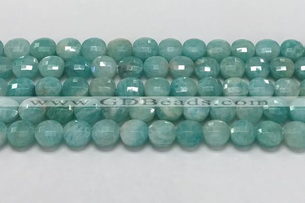 CCB681 15.5 inches 10mm faceted coin amazonite gemstone beads