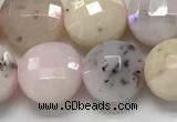 CCB682 15.5 inches 10mm faceted coin pink opal gemstone beads