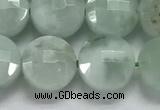 CCB688 15.5 inches 10mm faceted coin green angel skin gemstone beads