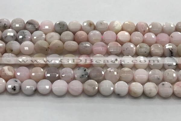 CCB724 15.5 inches 8mm faceted coin pink opal gemstone beads