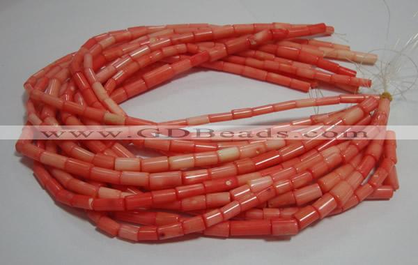 CCB84 15.5 inches 5*10mm column pink coral beads Wholesale