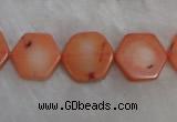 CCB85 15.5 inches 13mm hexagon pink coral beads Wholesale