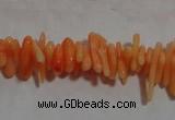 CCB86 15.5 inch 2*8mm irregular branch orange coral beads Wholesale