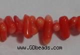 CCB91 15.5 inch 4*11mm irregular branch pale red coral chip beads