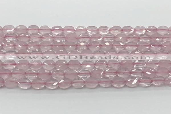 CCB915 15.5 inches 6*8mm faceted oval rose quartz beads