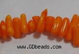 CCB92 15.5 inch 4*11mm irregular branch yellow coral chip beads