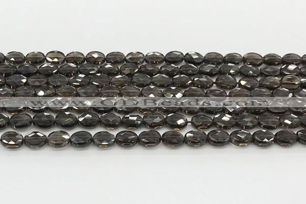 CCB922 15.5 inches 6*8mm faceted oval smoky quartz beads