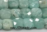 CCB975 15.5 inches 6*6mm faceted square amazonite  beads