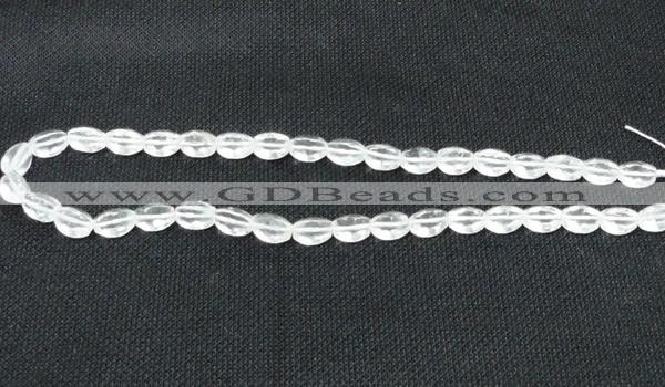 CCC261 15.5 inches 8*10mm faceted rice grade A natural white crystal beads