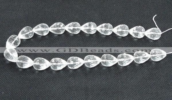 CCC273 7*10mm faceted teardrop grade A natural white crystal beads