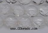 CCC502 15.5 inches 8mm faceted coin natural white crystal beads