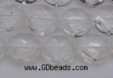 CCC503 15.5 inches 10mm faceted coin natural white crystal beads