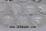 CCC504 15.5 inches 12mm faceted coin natural white crystal beads