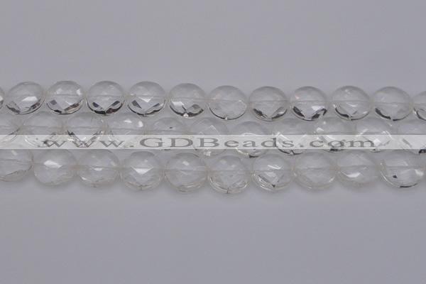 CCC508 15.5 inches 20mm faceted coin natural white crystal beads