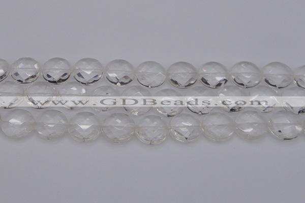 CCC509 15.5 inches 22mm faceted coin natural white crystal beads