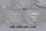 CCC510 15.5 inches 25mm faceted coin natural white crystal beads