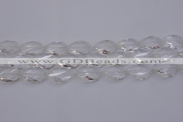 CCC521 15.5 inches 18*25mm twisted & faceted oval white crystal beads