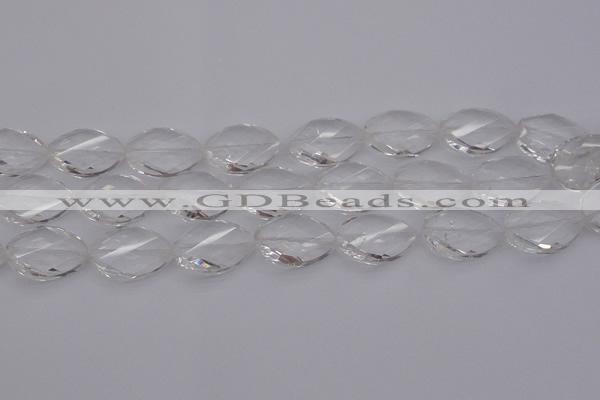 CCC526 15.5 inches 18*25mm twisted & faceted teardrop white crystal beads