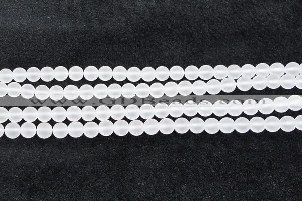 CCC602 15.5 inches 8mm round matte natural white crystal beads