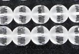 CCC614 15.5 inches 12mm faceted round matte natural white crystal beads