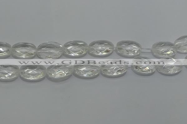 CCC805 15.5 inches 18*25mm faceted oval natural white crystal beads